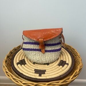 African Chic Woven Mini Bag with Orange Flap